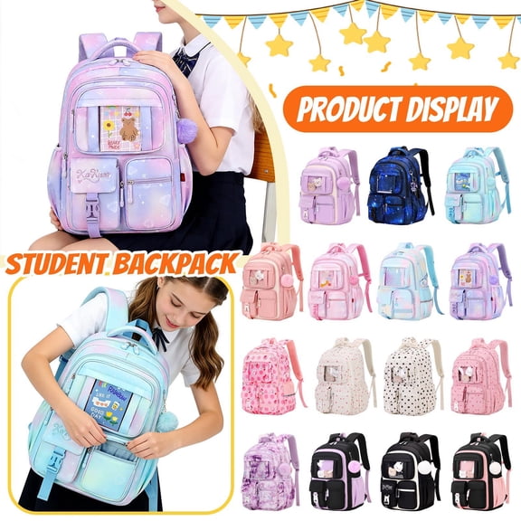 Ergonomic Backpack Lightweight Large Capacity Nylon Bookbag with Reflective Strips, Breathable Padded Shoulder Straps Durable Daily Bag