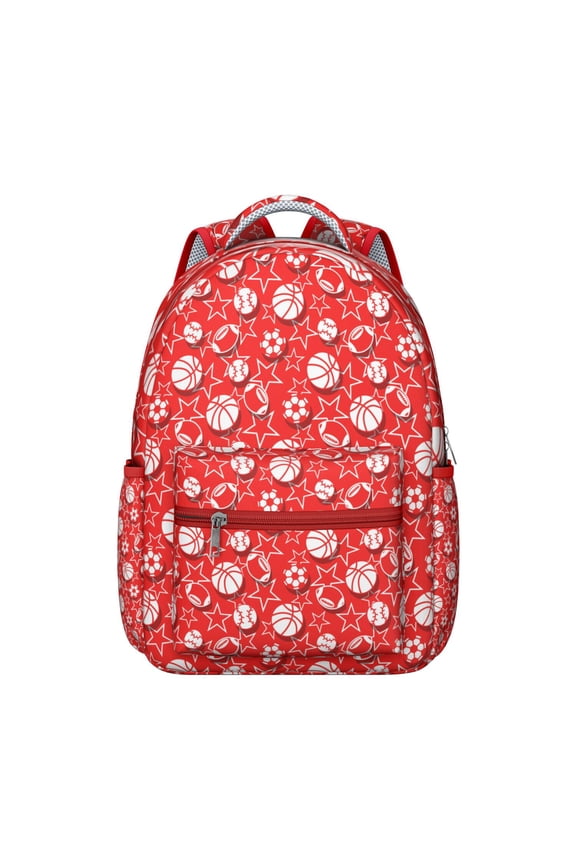 Ergonomic Backpack for Commuters - Waterproof School Bag with Basketball & Volleyball Prints