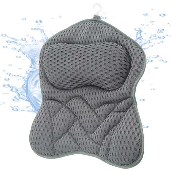 Ergonomic Bath Pillow Breathable Air Mesh Bathtub Pillow with 6 Suction Cup and Hook Practical Bathroom Accessories for Neck and Back Support