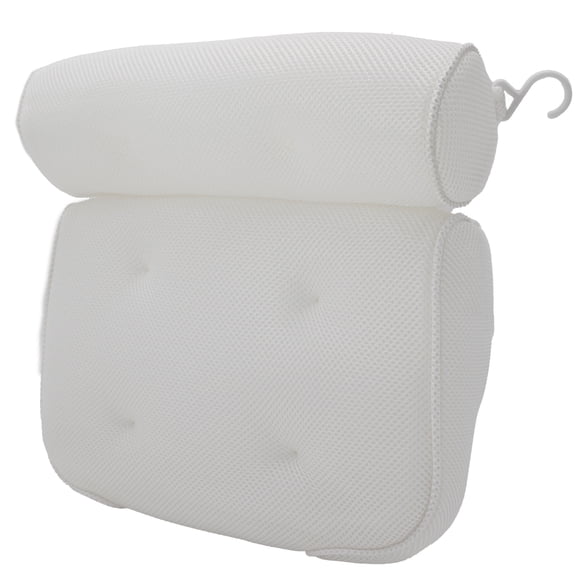 Ergonomic Bath Pillow Head and Neck Support with Dual-Roll Design, 6 Strong Suction Cups and Breathable 3D Mesh, for Relaxing Tub Soaks for Adults