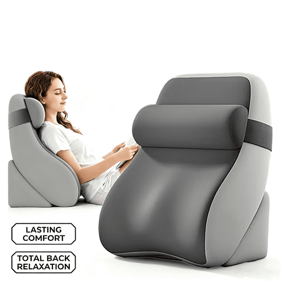 Bed Wedge Pillow for Reading and Sitting up,Memory Foam Backrest Wedge with Detachable Headrest,for Back Pain Relief