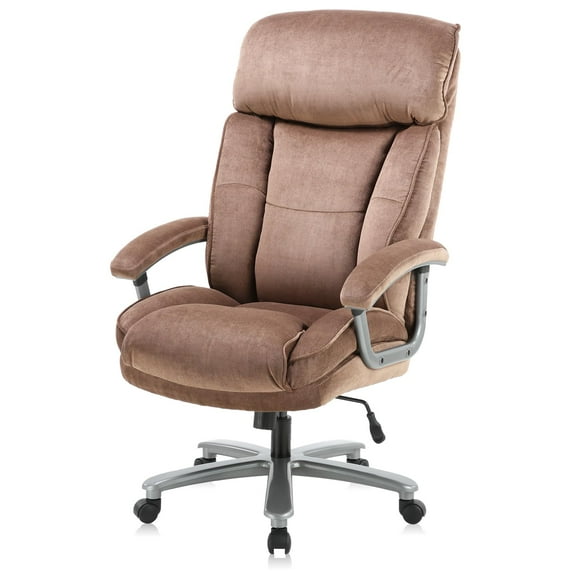 CLATINA Ergonomic Big and Tall Executive Office Chair with Upholstered Swivel 800lbs High Capacity Adjustable Height Thick Padding Headrest and Armrest for Home Office Beige
