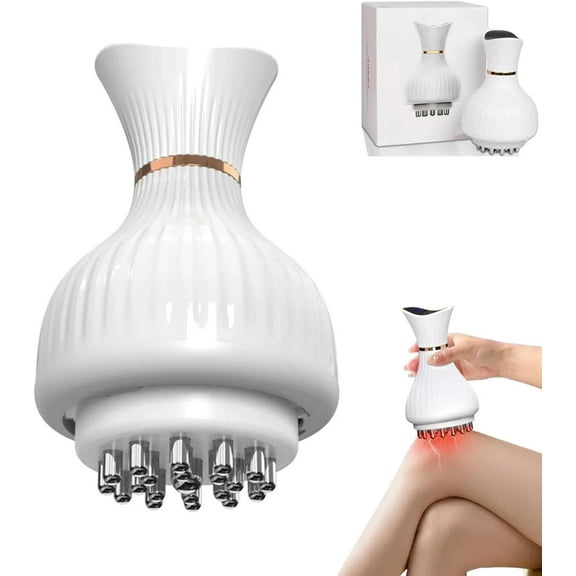 Ergonomic Body Sculpting Massager with Soothing Heat, Rechargeable Handheld Tool with Metal Rollerballs for Soothing Neck, Back, and Leg Tension