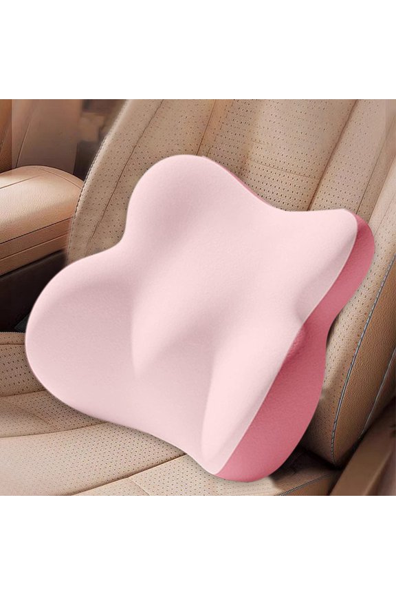Ergonomic Car Headrest Lumbar Support Pillow Set, Dual Layer Neck Waist Support Cushion, Flock Soft Pressure Relief Pad for Driving Seat Travel Commute Camping Long Trip Comfort