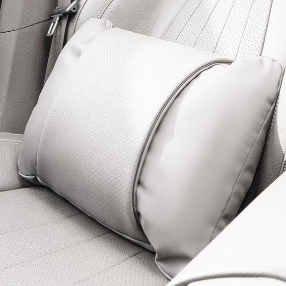 Ergonomic Car Lumbar Support Pillow with Napa Leather, S-Curve Back Cushion for Driving Comfort, All Seasons Breathable