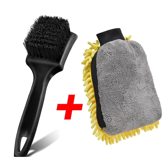Ergonomic Car Tire Rim Brush with Carpet Wheel Hub Cleaning Brushes; Typpkmm