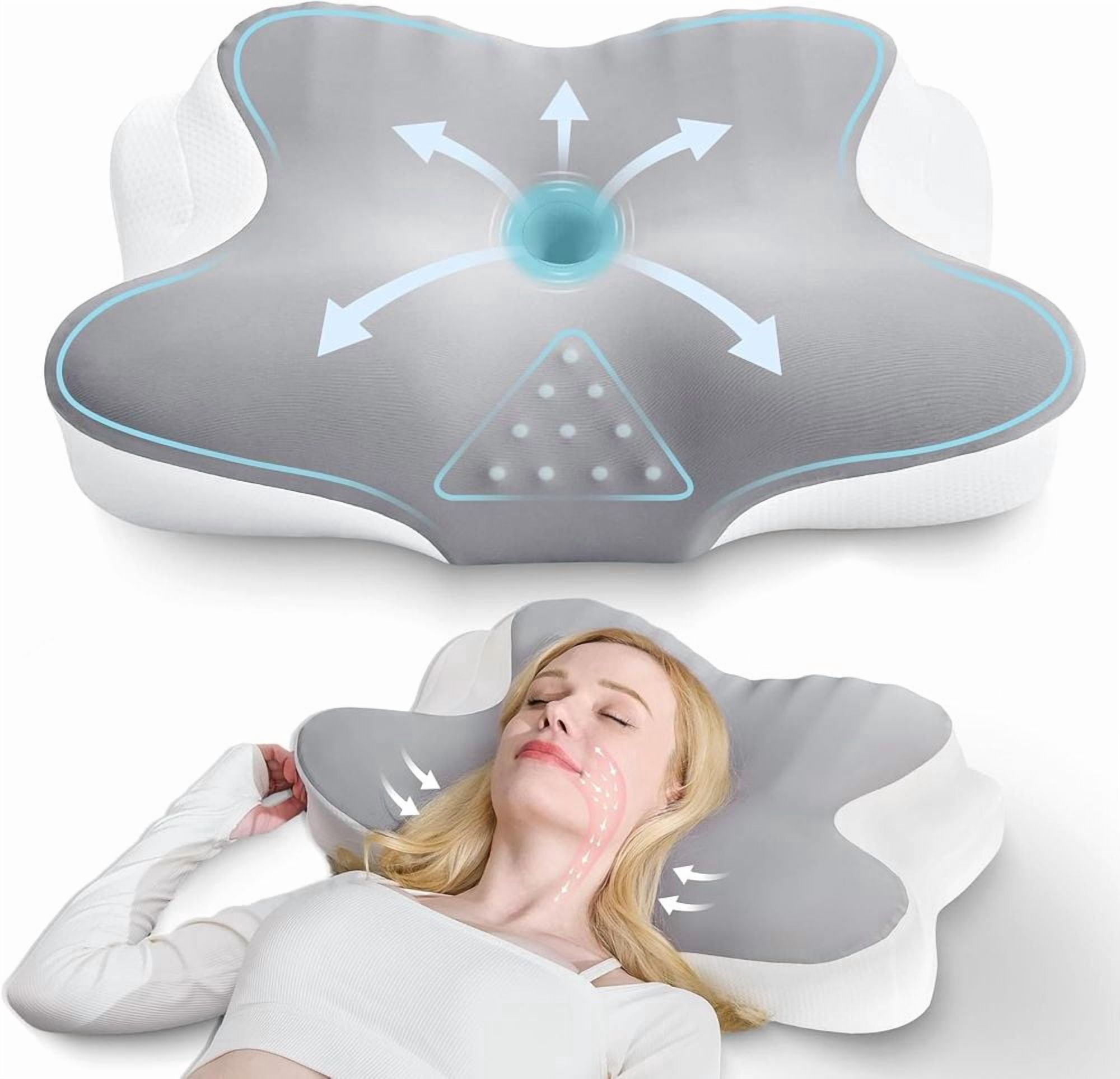 Ergonomic Cervical Neck Pillow for Sleeping – Memory Foam Pillow with Massage Nodes for Neck Pain Relief Side Sleeper & Back Support