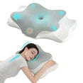 thumbnail image 1 of TripHug Ergonomic Cervical Pillow – Butterfly Shape for Neck Pain Relief, Adjustable Height for Side, Back & Stomach Sleepers, Removable Washable Cover -Gray, 1 of 7