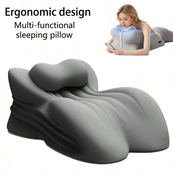 Ergonomic Cervical Support Pillow, Bed Pillow With Detachable Breathable Case, Multi-Functional For Prone & Back Sleeper, Spinal Alignment For Neck & Back, Removable Washable Cover, 2 Styles