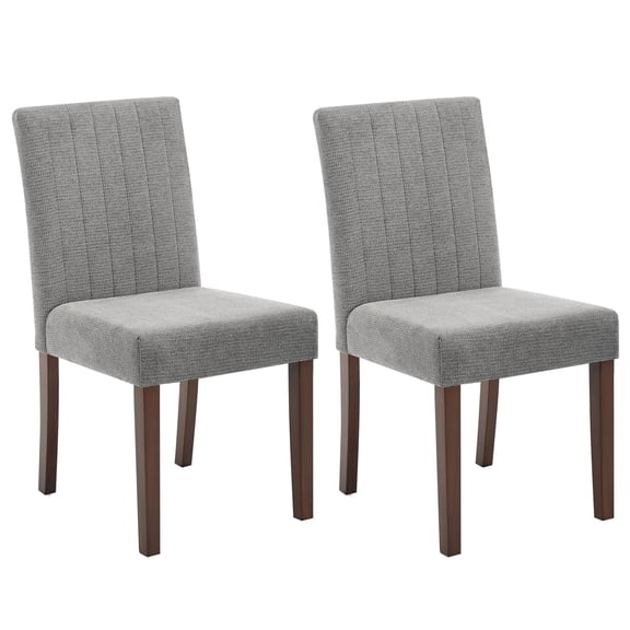 Ergonomic Comfort Dining Chairs Set of 2 - Modern Tufted Parsons Side, Padded Linen Upholstery, High Back, Sturdy Wood Legs - Perfect for Home, Restaurant, Cafe - Linen | Gray