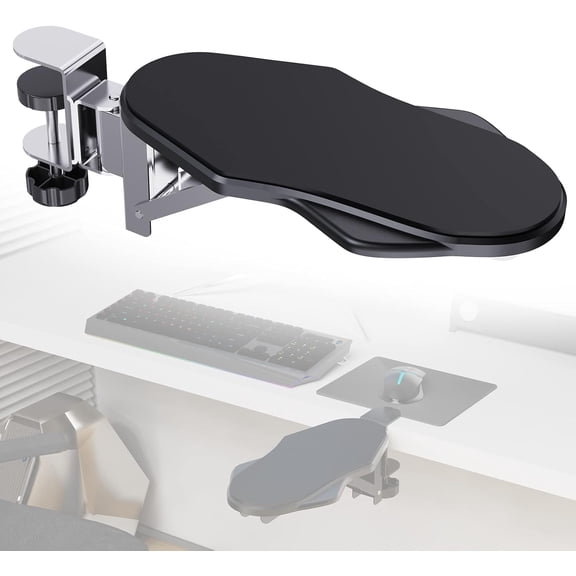 Ergonomic Computer Arm Rest Support - Adjustable, 90 Folding & 180 Rotating Mouse Pad Holder for Office, Chair & Desk