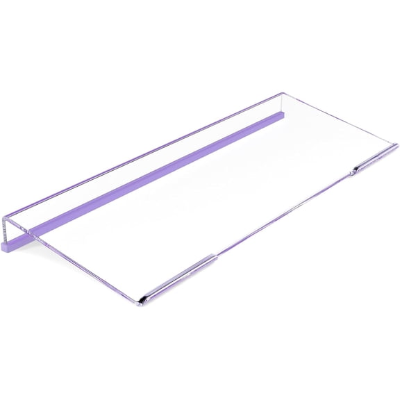 Ergonomic Computer Keyboard Stand - 17 Inch Clear Acrylic Keyboard Riser for Desk Tilted Keyboard Holder Tray with Purple Non-Slip Strip for Home Office Easy Typing & Working