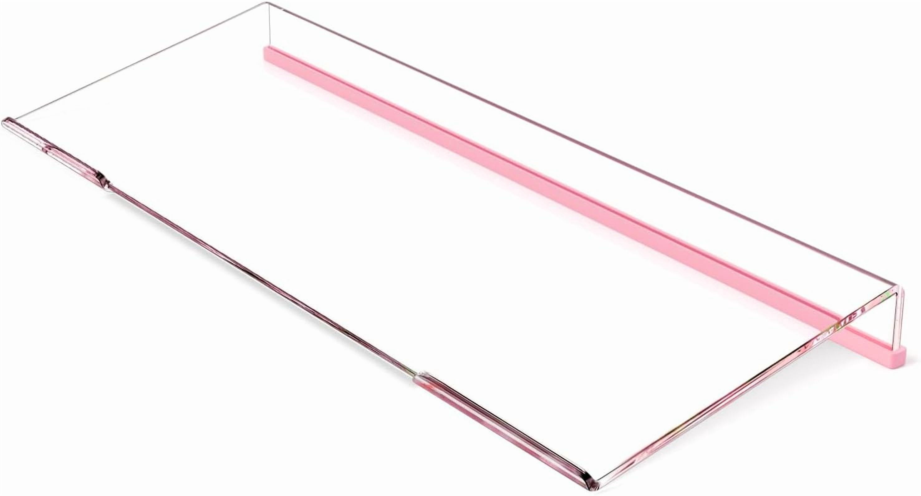 Ergonomic Computer Keyboard Stand - Clear Acrylic Keyboard Riser Tilted Keyboard Holder Keyboard Tray with Lightpink Non-Slip Strip for Easy Typing at Home School Office Desk Accessories