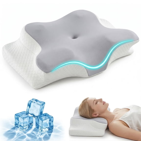 Pomerol Ergonomic Memory Foam Neck Pillow for Neck Pain Relief, Cooling Contour Pillow