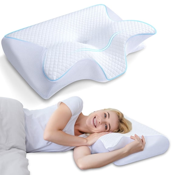 Ergonomic Contour Migraine Pillow - Adaptive Memory Foam Cervical Neck Pillow for Migraine & Tension Headache Relief, Proper Spinal Alignment Support Pillow for Back Side Sleepers