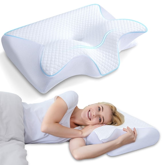 Ergonomic Contour Migraine Pillow - Adaptive Memory Foam Cervical Neck Pillow for Migraine & Tension Headache Relief, Proper Spinal Alignment Support Pillow for Back Side Sleepers