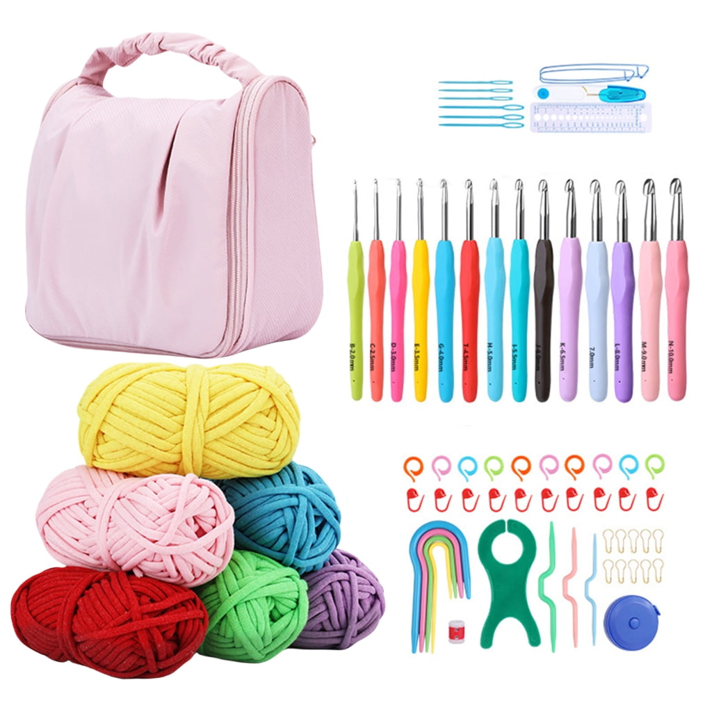Ergonomic Crochet Hook Sewing Needle Knitting Accessories Set with Crochet Bag