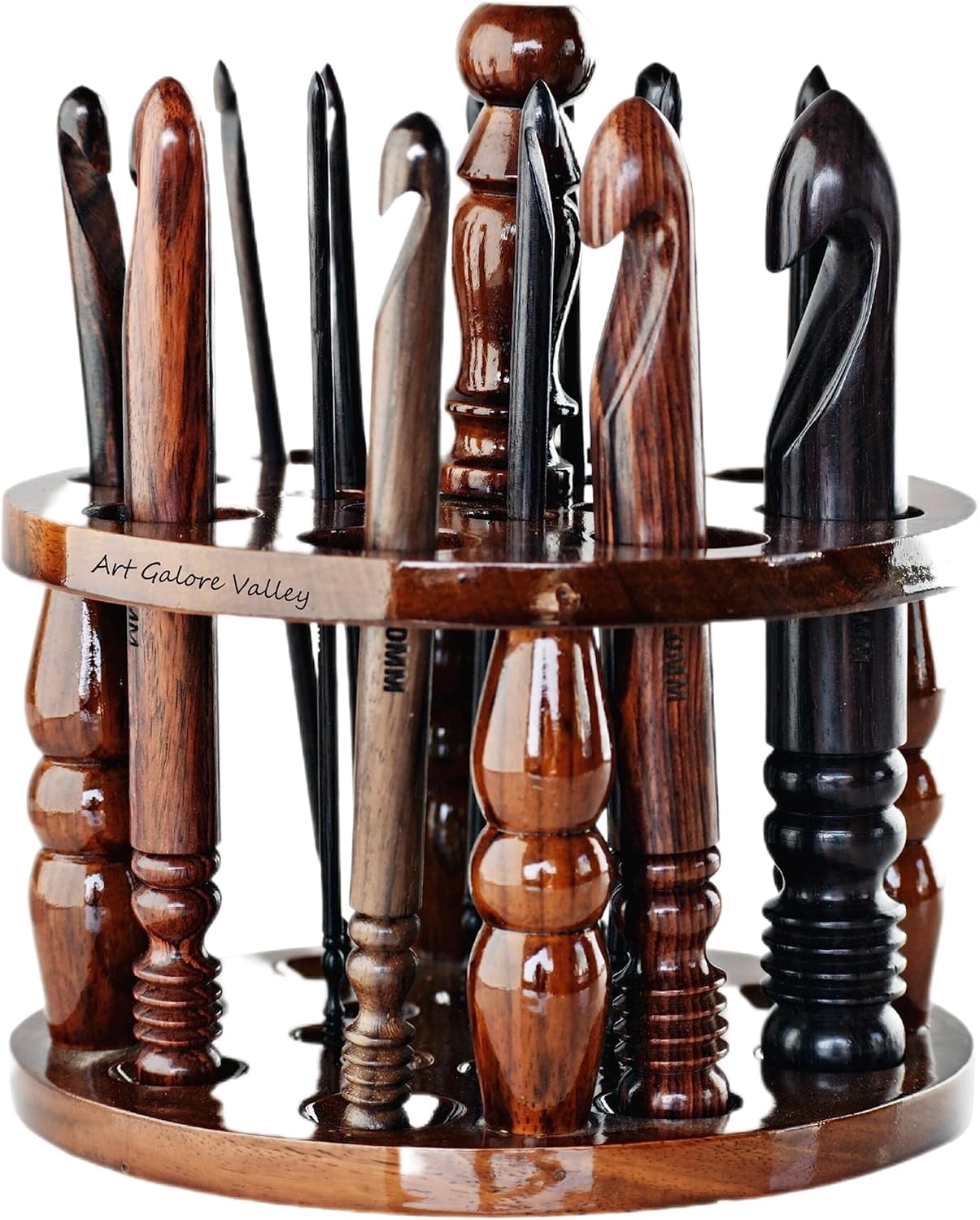 Ergonomic Crochet Hooks Set of 15 Soft Grip Rosewood Hooks 3.5 MM to 25 MM, Wooden Yarn Crochet Hooks for Arthritic Hands Needles for Knitting and Crocheting Set with Stand