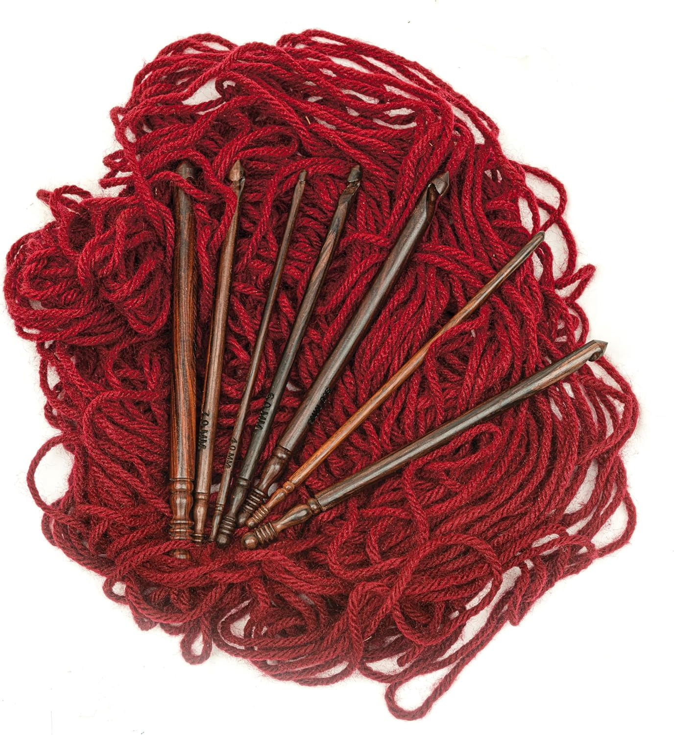 Ergonomic Crochet Sets - Wooden Hook, Kit for Beginners, Gifts Crocheters (Set of 7)