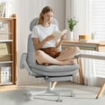 thumbnail image 1 of HomeZeer Ergonomic Cross-Legged Office Chair with Footrest & Headrest, Heavy Duty Executive Desk Chair with Flip-up Armrests, Corduroy Fabric Computer Criss Cross Chair for Home Office, Gray, 1 of 12