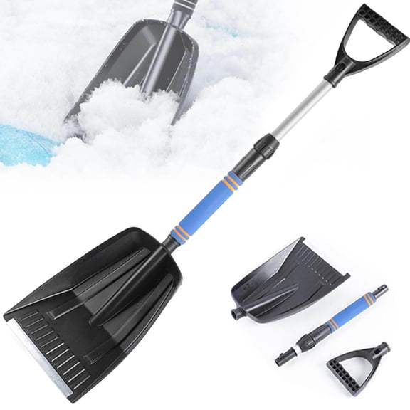 Ergonomic D-Shaped Handle Snow Shovel for Easy Driveway and Sidewalk Clearing, Durable Pusher Tool for Patio Yard and Outdoor Winter Cleaning