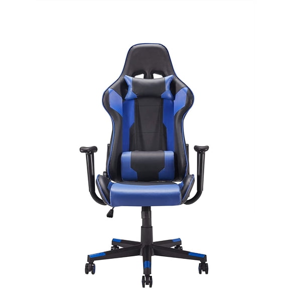 Ergonomic Design Racing Style Swivel Gaming Chair with Adjustable Height and Lumbar Support Black and Blue