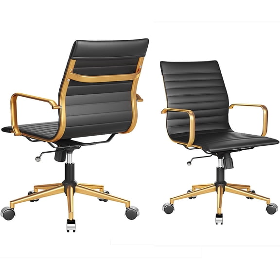 Ergonomic Desk Chair, Computer Chairs with Armrests and Wheels, Heavy-Duty Wide Seat for Home Office, Comfortable 22.83in Chair for Women and Men(Gold White)