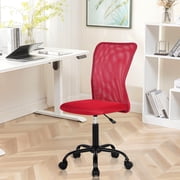Ergonomic Desk Chair Height Adjustable Mesh Home Office Chair with Lumbar Support, Mid Back Armless Executive Rolling Swivel Chair, Red