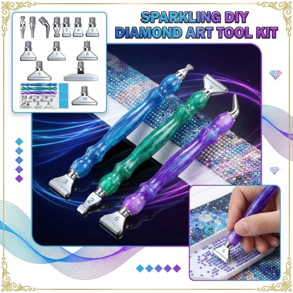 Ergonomic Diamond Art Pens Kits, Resin Diamond Painting Pen with Multifunctional Plastic Screw Thread Tips for 5D Diamond Painting (Silver)