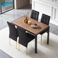 thumbnail image 1 of Ergonomic Dining Table Set with Velvet High Back Nordic Dining Chair & Creative Design MDF Dining Table, 5 Piece Dining Table Set, Wooden Table & Upholstered Chair for Small Places(Black), 1 of 9