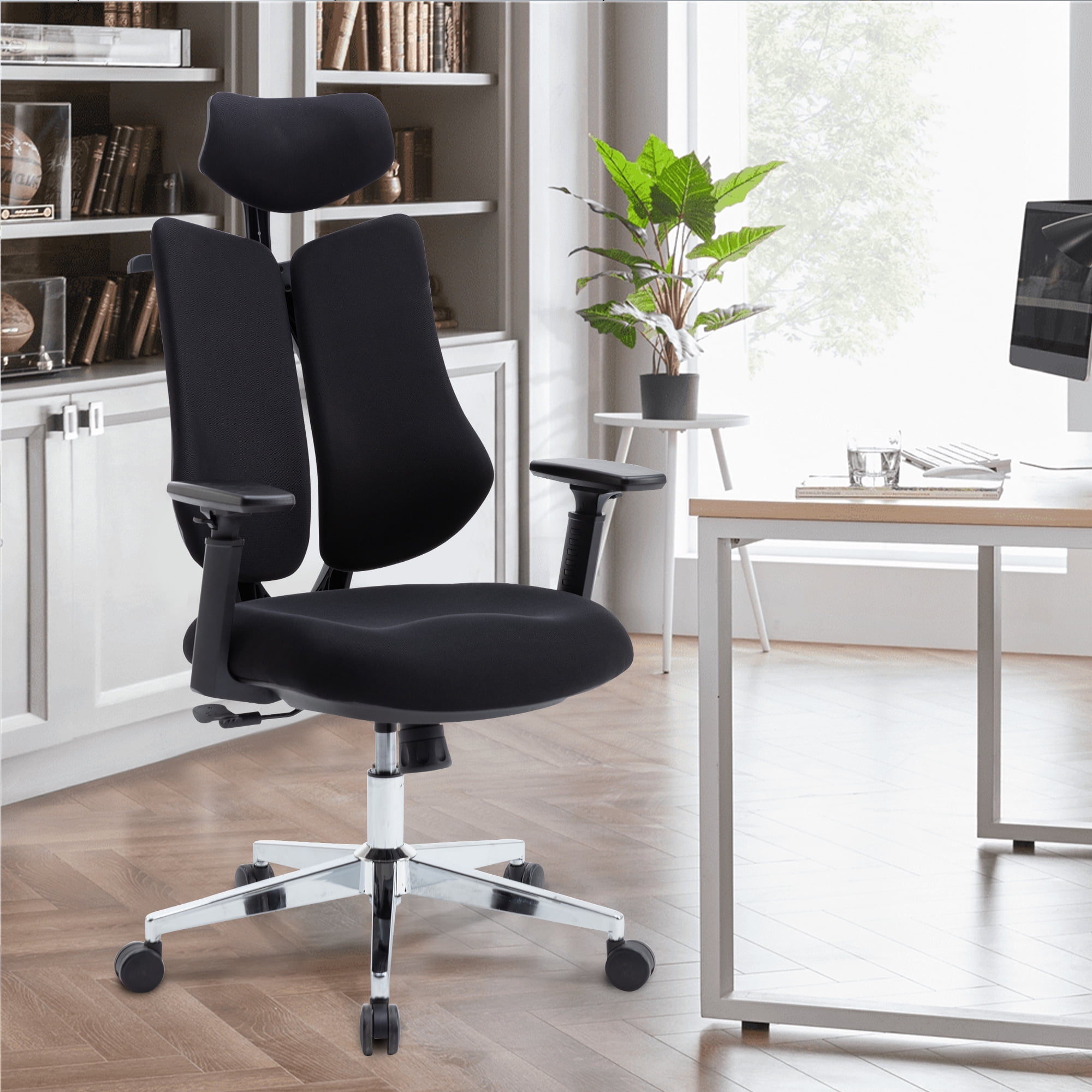 Ergonomic Dual Backrests Office Chair, Lumbar Support Office Desk Chair