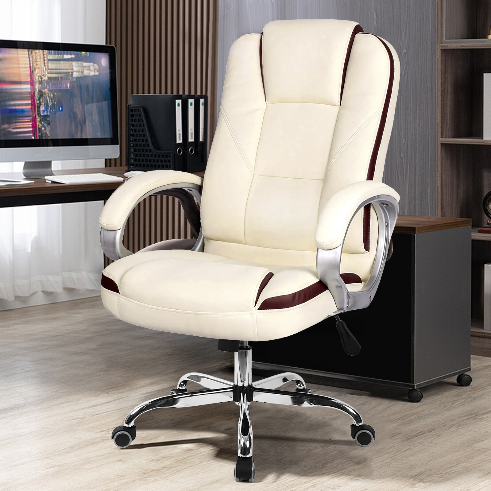 Ergonomic Executive High Back Cushion Chair, High Quality PU Leather ...