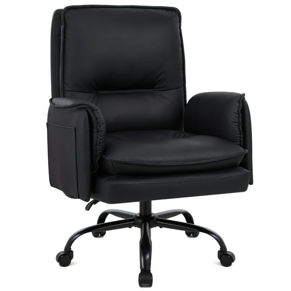 Ergonomic Executive Office Chair, Thickened Cushion Wide Seat, 90-135°Reclining PU Leather Computer Chair