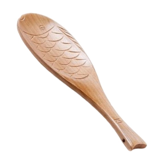 Ergonomic Fish Pattern Scooper Heat Resistant Wood Kitchen Essential