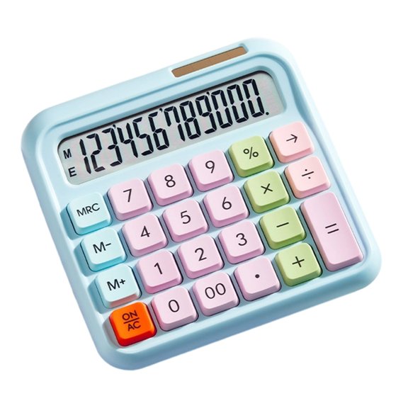 Ergonomic Flexible Calculator 12 Digit Display Anti Slip Base Solar Charging Lightweight Design Long-lasting Controls Pe