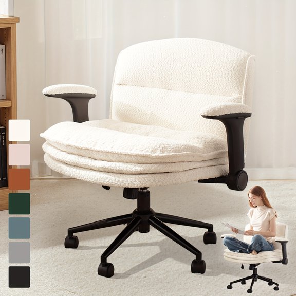 Ergonomic Floor Chair with Adjustable Armrests and Plush Velvet Cushioning - Modern Swivel Accent Chair for Comfortable Seating, Reading, and Gaming in Living Room or Home Office