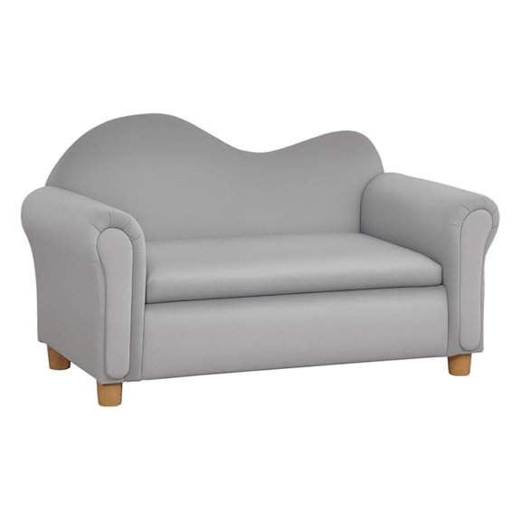 Ergonomic Foam Kids Sofa with Inner Toy Storage Chest, Kids Couch with Soft Arms, Children's Lounge Furniture, Gray