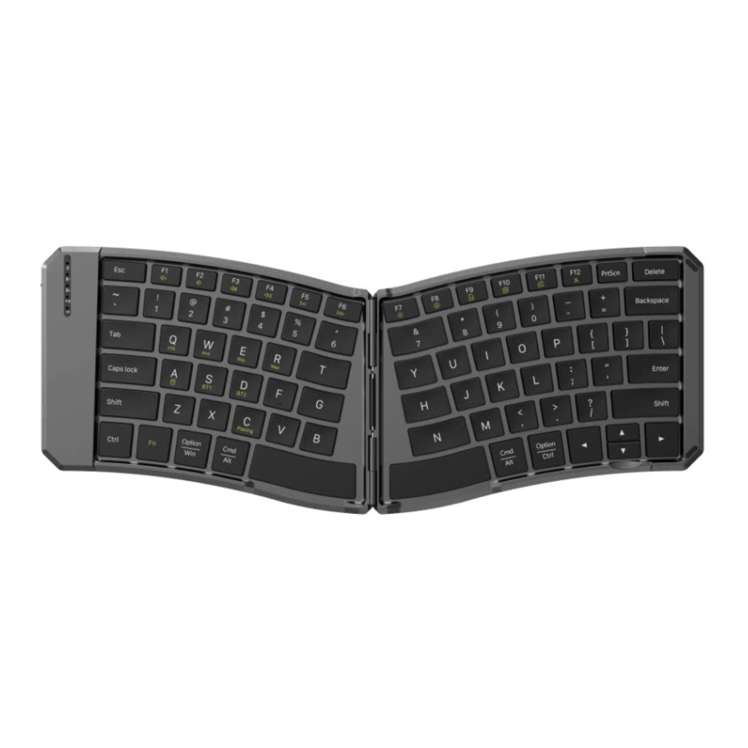 Ergonomic Foldable Bluetooth Keyboard, Ultra-Slim Portable Rechargeable Wireless Keyboard with Silent Keys, for Tablet Laptop Smartphone Travel Office