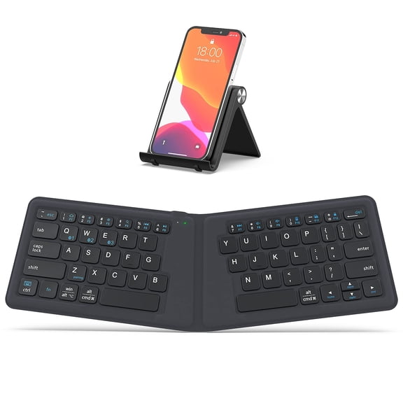 Ergonomic Foldable Keyboard, BK06 Split Folding Bluetooth Keyboard, USB-C Rechargeable, Multi-Device, Ultra Slim Portable Travel Keyboard for iPad, iPhone, Tablet, Laptop