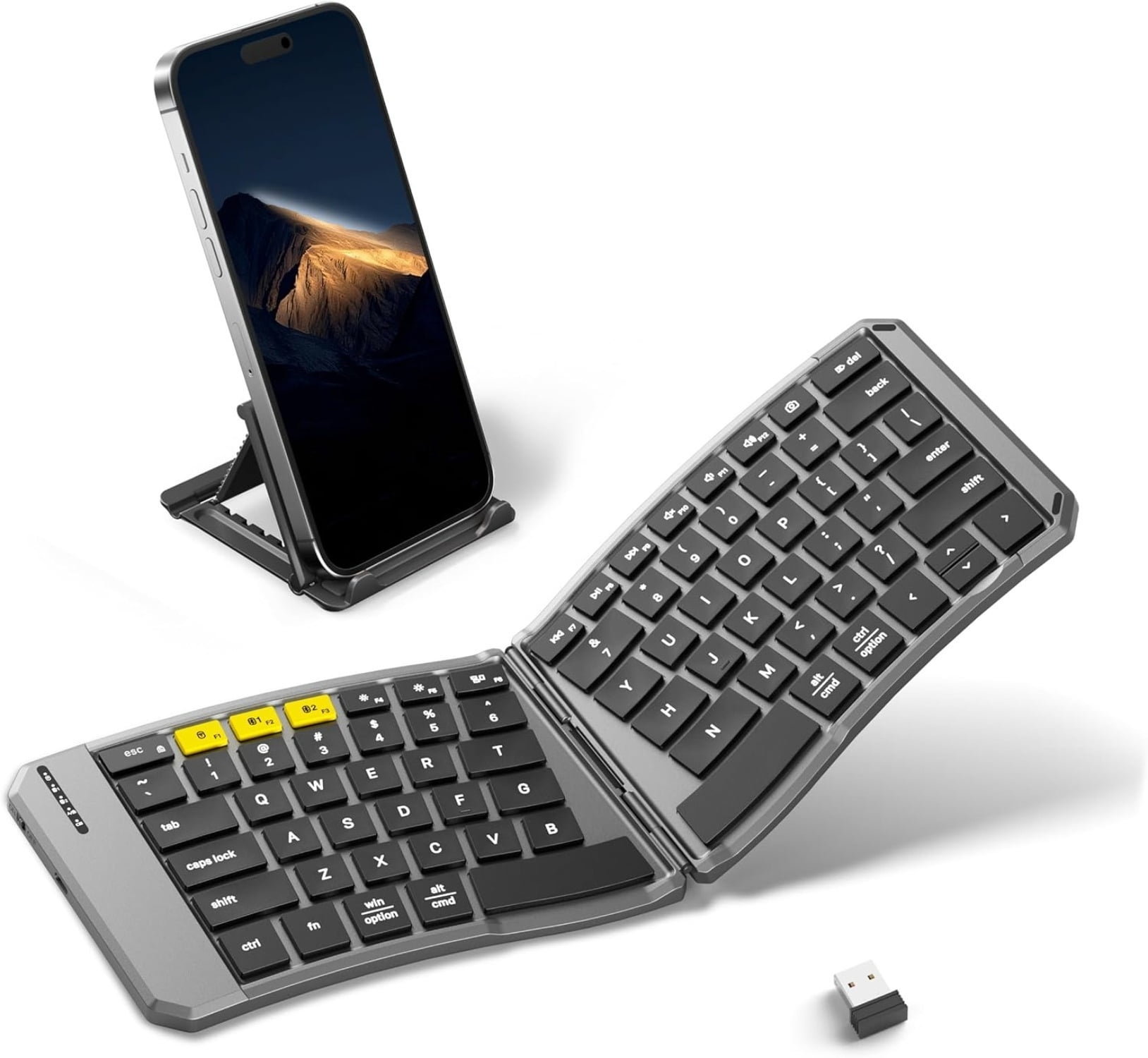 Ergonomic Foldable Keyboard, KE09U Folding Travel Bluetooth Keyboard ...