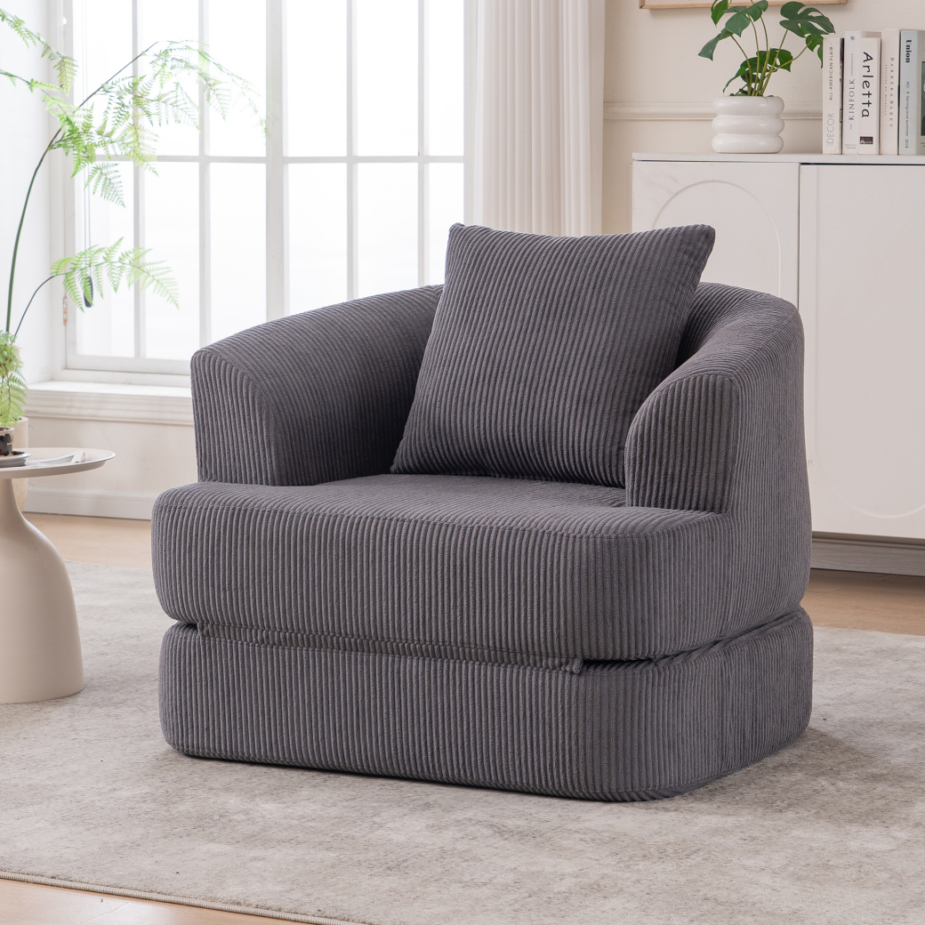 Ergonomic Foldable Recliner Chair Gray - Compact Design for Small ...