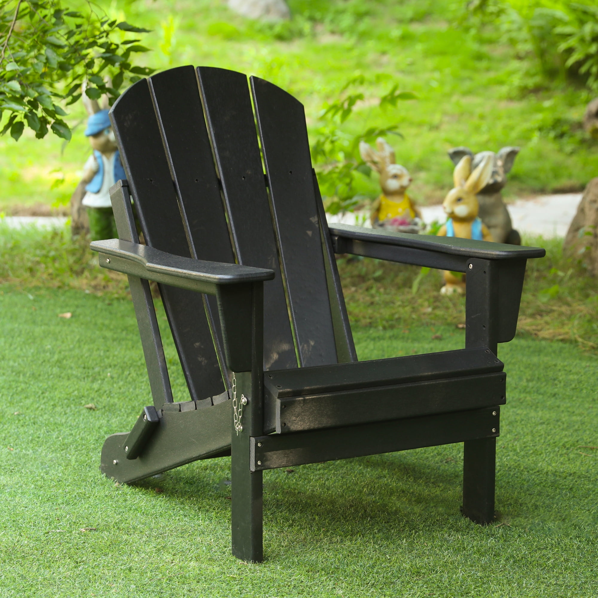 Banome All-Weather Folding Adirondack Chair - Stackable, Ergonomic Design, Relaxing Arm Rests - HDPE Construction