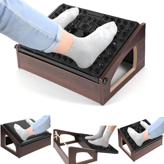 Ergonomic Foot Rest, 4 Adjustable Height Foot Stool,Footrest Under Desk, Flip Over Office Desk Foot Rest, Improving Posture, Promoting Blood Circulation(Espresso)