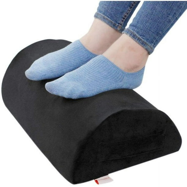 Ergonomic Foot Rest Cushion Under Desk with High Rebound Ergonomic Foam  Non-Slip Half-Cylinder Footstool Footrest Ottoman for Home Office Desk  Airplane Travel (Black) 