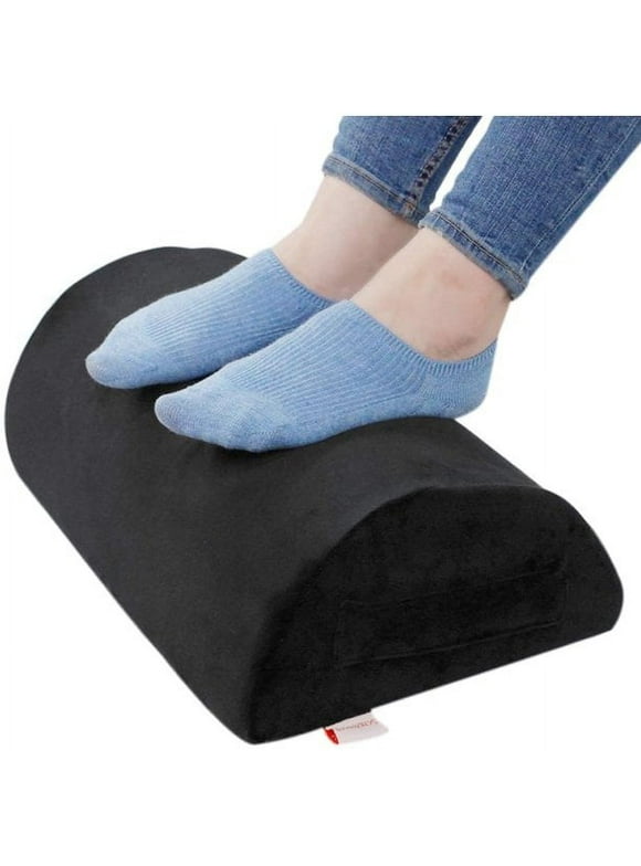Ergonomic Foot Rest Cushion Under Desk with High Rebound Ergonomic Foam Non-Slip Half-Cylinder Footstool Footrest Ottoman for Home Office Desk Airplane Travel (Black)