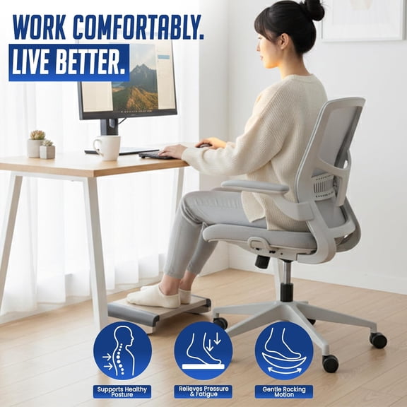 Ergonomic Foot Rest for Under Desk at Work, Rocking Footrest with Comfort Support, Office Foot Stool for Desk Chair, Leg Rest Stand for Home and Remote Office