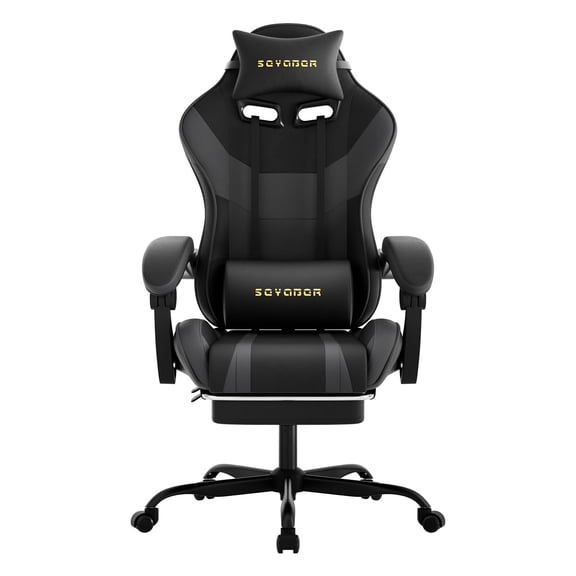 Ergonomic Gaming Chair,A Versatile 3-in-1 Video Game Chair for Work, Study, and Gaming,Features an Adjustable Backrest, Footrest, and Linked Armrests Office Chair for Adults,BlackGrey