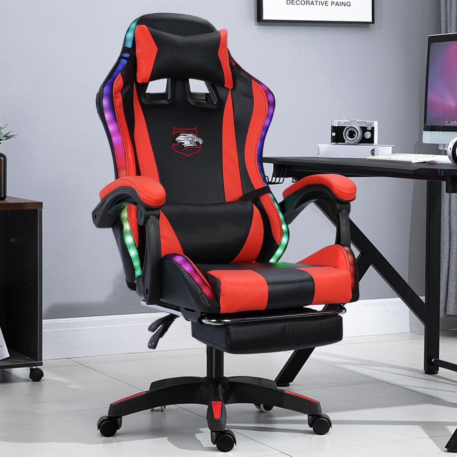 Ergonomic Gaming Chair, Bluetooth Speakers and LED RGB Lights Massage