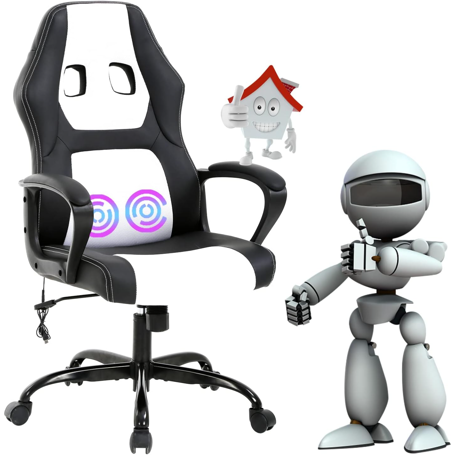 Ergonomic Gaming Chair Computer Chair Adjustable Reclining Massage