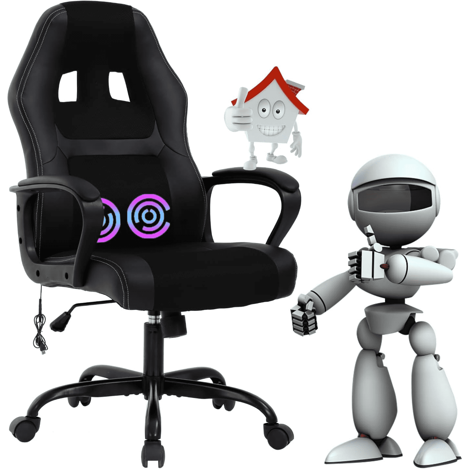 Ergonomic Gaming Chair Computer Chair Adjustable Reclining Massage